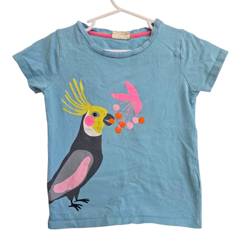 Mini Boden Cockatiel Applique Short Sleeve T-Shirt Blue Pink Girls 3-4Y